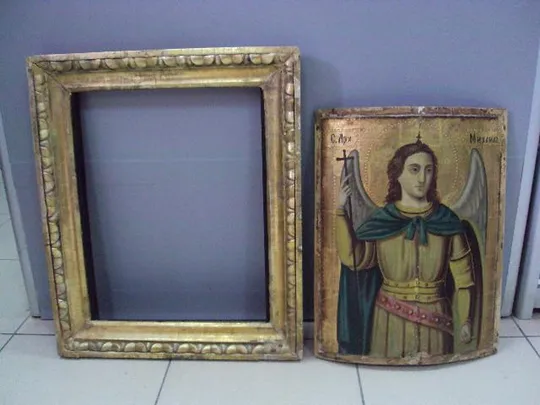 Икона святой Архистратиг Михаил в киоте 50,8 х 43 см, сама икона 39,5 х 29,5 см №14 Продаж