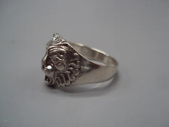 Кольцо мужской перстень голова льва печатка лев серебро 800 проба вес 6,61 г 21,5 размер №15587 Де купити