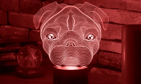 Акриловий світильник-нічник Мопс червоний tty-n001418 Ціна