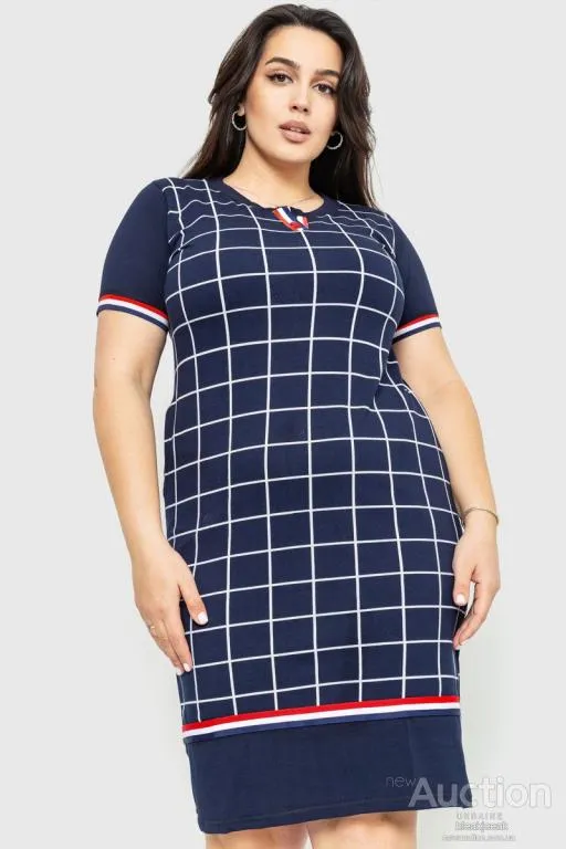 Платье в клетку повседневное, цвет темно-синий, 231R6234 Ціна