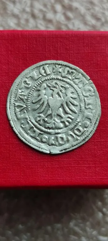 Монета начала 16 века Орёл с высунутым языком, всадник с мечом, Литва, серебро tvk58. Ціна