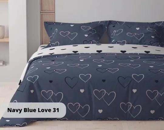 Постельное белье евро ТЕП Happy Sleep Navy Blue Love 31 ТЕП 2-03796-24830 200х215 см Ціна