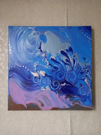 фото, Картина-абстракція "Морські глибини", акрил