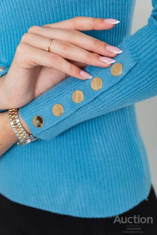 Гольф женский в рубчик, цвет джинс, 204R036 Де купити