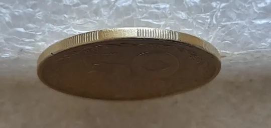 (7306) 50 копійок 1994 2АЕм розкол на аверсі біля лівих листків (50 копеек 1994 брак раскол) Інтернет-аукціон