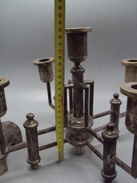 Канделябр подсвечник на 5 свечей серебро 800 проба голова Европа вес 1447 грамм высота 47 см №1368 Продаж