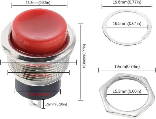 Купити Кнопка DS-212 blue OFF-(ON), 2pin, 3A 250V, синя