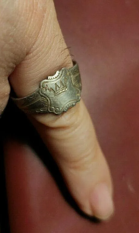 Серебряное кольцо с короной 19 век Российская империя kf567 (Срібна каблучка з короною 19 століття З аукціону