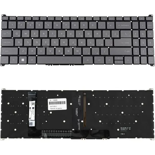 Клавиатура для ноутбука ACER (AS: A315-59) rus, dark gray, без фрейма, подсветка клавиш Ціна