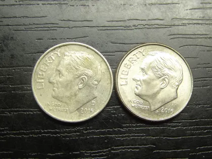фото, 1 дайм 2015 США (два різновиди)