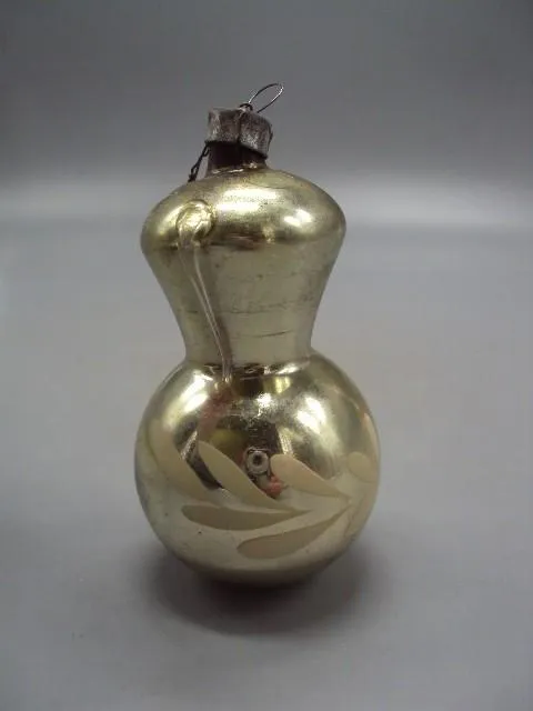 Елочная игрушка подвесная украшение ваза кувшин амфора узор цветок стекло ссср 8,5 см №14799 Де купити