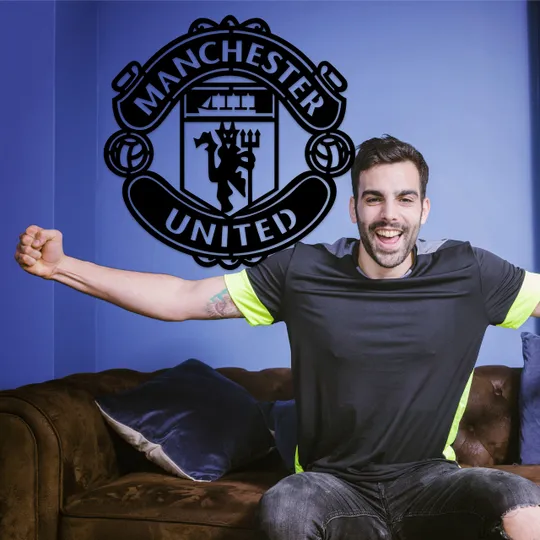 Панно декоративна картина на стіну Manchester United LED підсвітка 600х593 acr-p000088 Ціна