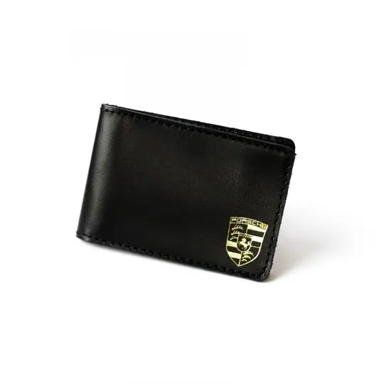 Обкладинка для автодокументів з логотипом &quot;Porsche&quot; чорна з позолотою. Ціна