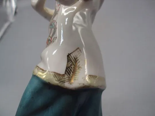 Фигура фарфор статуэтка ДФЗ Вербилки девушка китаянка танцует Тао Хао красный мак высота 27,5см №236 Де купити