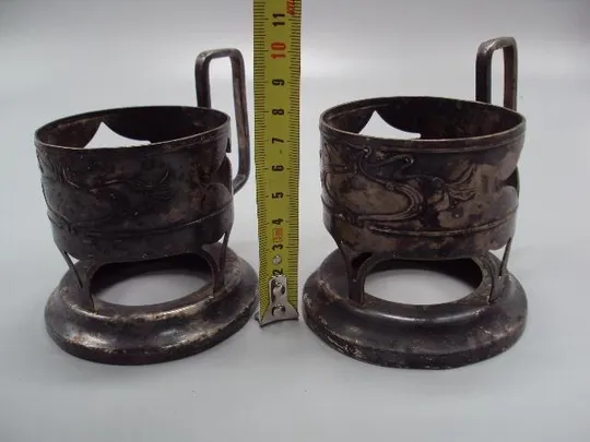 Купити Подстаканники пара мнц Киев подстаканник высота 7,6 см, диаметр 6,9 см лот 2 шт №11768