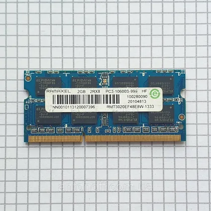 фото, Модуль пам'яті Elpida Ramaxel 2GB 2RX8 PC3-10600S (DDR3) RMT3020EF48E8W-1333 для ноутбука