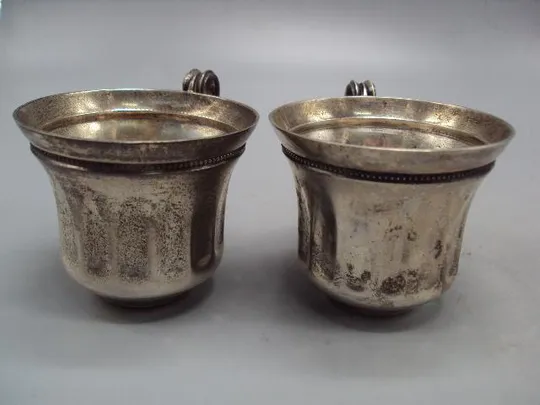 Чашки серебро 925 проба Украина Киев новые чашка лот 2 шт вес 130,37 г размер 5,2 х 6,1 см №13767 Продаж