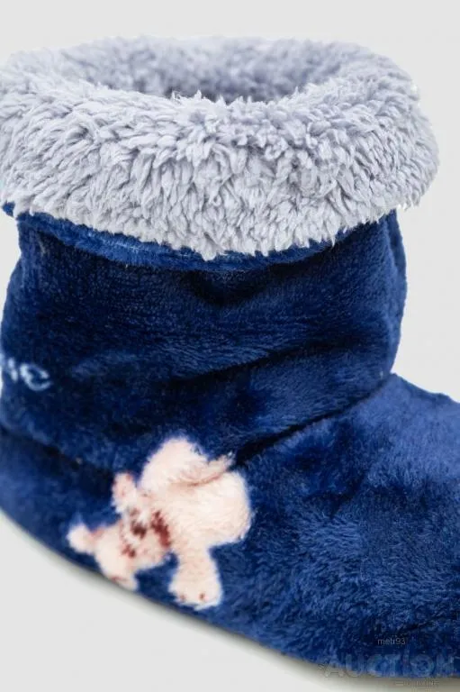 Тапочки-сапожки  домашние плюшевые, цвет сине-серый, 102R1004-1 З аукціону