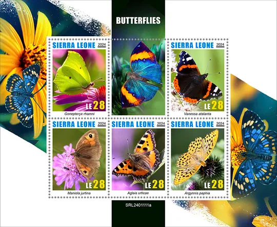 Сьерра Леоне - Бабочки -2024.Чистый полный красивый комплект.MNH Ціна