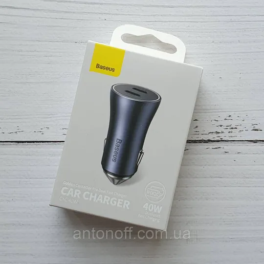 Автомобільний зарядний пристрій Baseus Golden Contactor Pro / CGJP000013 CCJDZ-CC (2Type-C) 40W темно-сірий Ціна