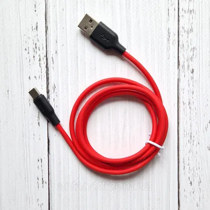 фото, Кабель Hoco X21 Plus Silicone Cable Type-C силіконовий (1м 3A) Червоний
