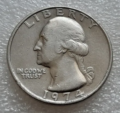 фото, (8108 ря) ¼ долара 1974 США без мітки монетного двору (квотер, 25 центів)