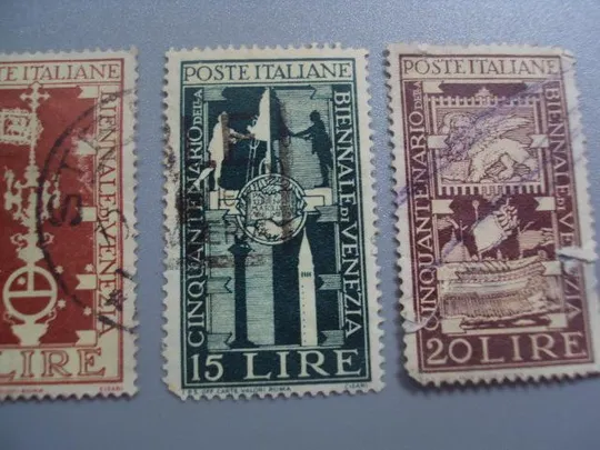 марки Италия 1949 Двухгодичная художественная выставка Венеции символы Дожей лот 3 шт гаш №2832 Продаж