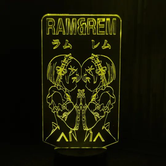 Акриловий світильник-нічник Рем і Рам 3 жовтий tty-n001384 Ціна