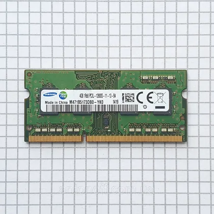фото, Модуль пам'яті Samsung 4GB 1Rx8 PC3L-12800S (DDR3L) M471B5173DB0-YK0 для ноутбука