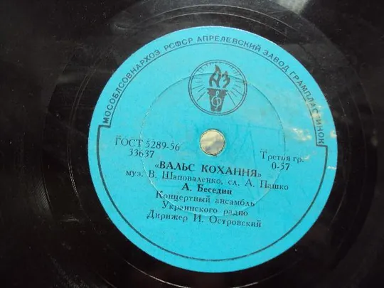 Пластинка Киев вечерний и Вальс любви Беседин Київ вечірній і Вальс кохання 25 см №15322МЯ Де купити
