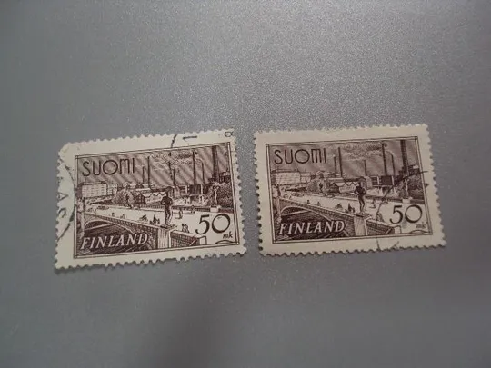 марка Финляндия 1942 архитектура стандарт завод мост Фабрики Промышленность лот 2 шт гаш №2108 Ціна