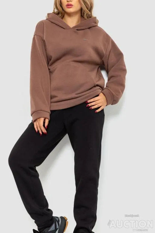 Купити Спорт костюм женский на флисе, цвет коричнево-черный, 112R701