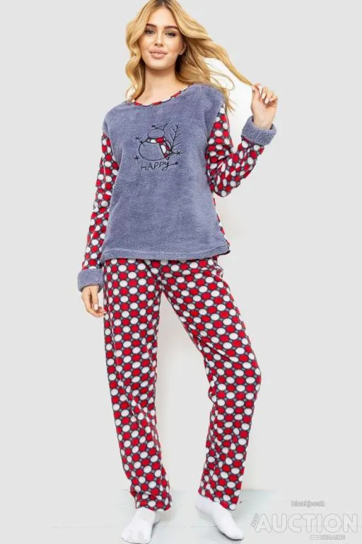 Пижама женская махра, цвет серый, 214R0162 Ціна