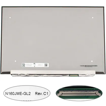 фото, Матриця 16.0" N160JME-GL2 (1920 * 1200, 40pin (eDP, IPS), LED, SLIM (без додаткової панелі), матова, роз'єм справа внизу) для