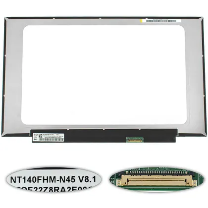 фото, Матриця 14.0" NT140FHM-N45 (1920*1080, 30pin(eDP), LED, SLIM (без планок та вушок), матові, роз'єм праворуч внизу, дп=220мм,