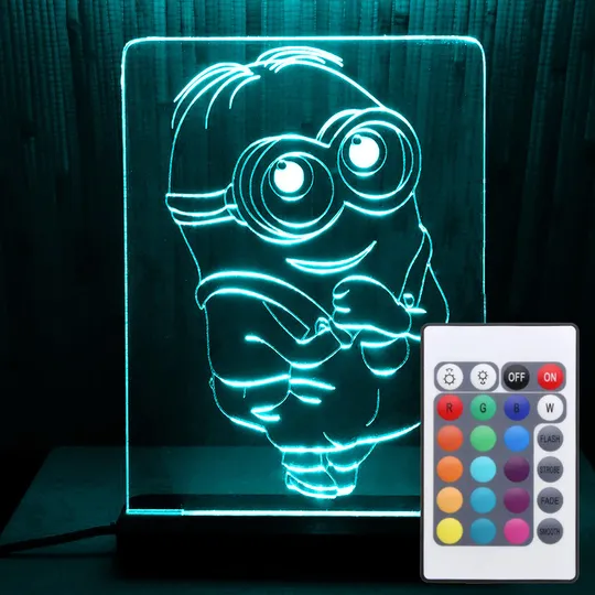 Акриловий світильник-нічник з пультом 16 кольорів Міньйон (Mignon) tty-n000045 Ціна