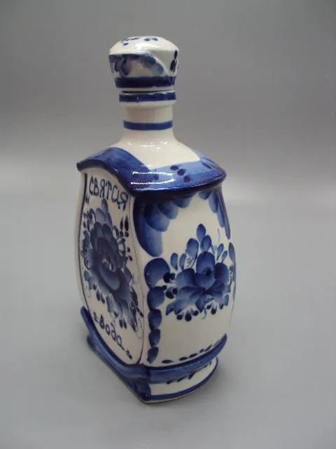 Штоф фарфор Гжель святая вода Куликов А. высота 20,5 см №13698 З аукціону