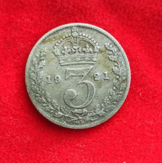 Монета 3 пенса 1921 года оригинал серебро Великобритания  король Георг Пятый rn254 Ціна