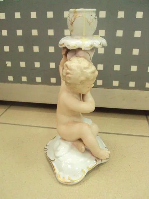 Фарфоровый подсвечник мальчик путти ангелочек валлендорф №436п Недорого