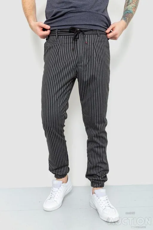 Брюки мужские в полоску, цвет серо-черный, 157R2004 Ціна