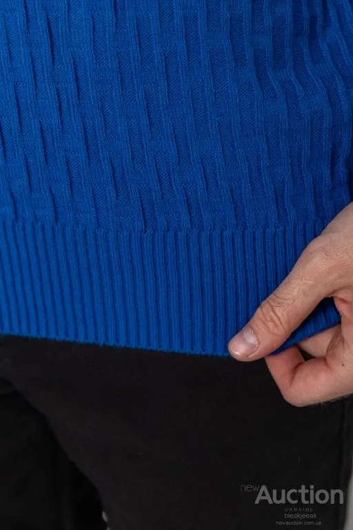 Свитер мужской однотонный, цвет синий, 235R1394 Де купити