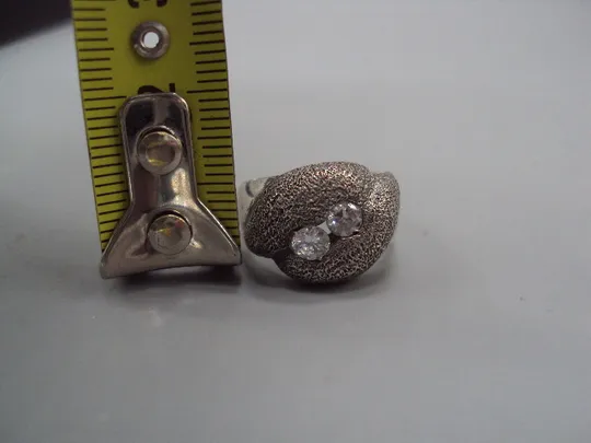 Купити Женское кольцо перстень белые вставки серебро 950 проба вес 9,26 г 17 размер №15585