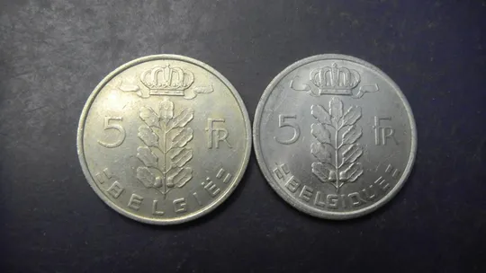 5 франків 1975 Бельгія (два різновиди) Ціна