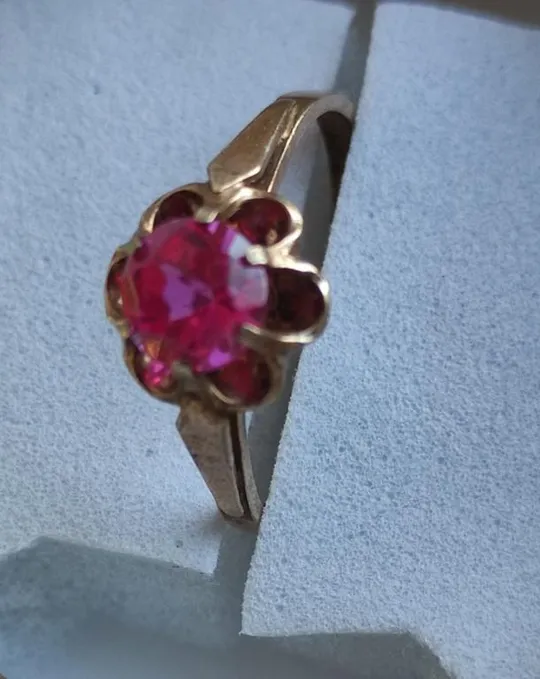 Кольцо СССР серебро 925 позолота с розовым камнем 18 размер  vt324 Де купити