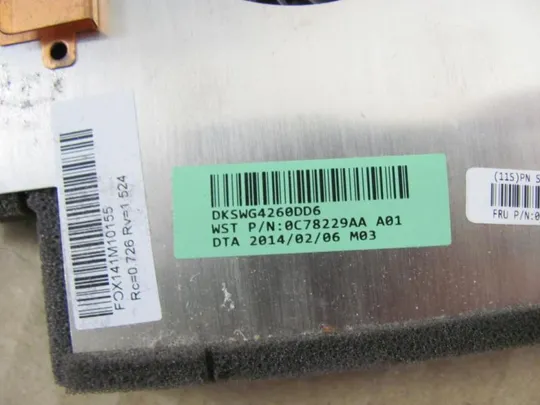 №187-7 система охолодження 0C78228AA 04X1900 для LENOVO T540p оригінал Інтернет-аукціон