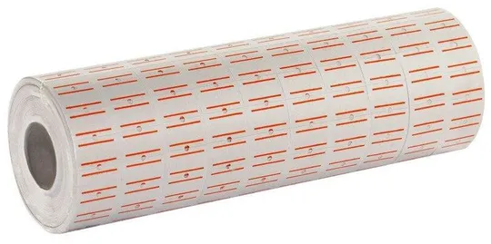 Ценники ленты для этикет-пистолета 10 рулонов 2*1.1 см белые с красной полоской Ціна