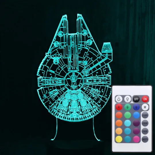 Акриловий світильник-нічник з пультом 16 кольорів Тисячолітній сокіл (Millennium Falcon) tty-n000727 Ціна
