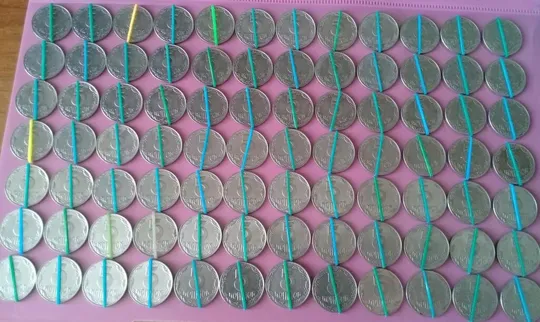 (1013) 5 копійок 1992 повороти (порушення соосності) - 168 монет одним лотом, опт (5 копеек 1992) Продаж