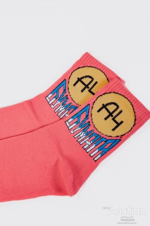 Женские носки средней длины, корралового цвета с принтом, 151R106 З аукціону