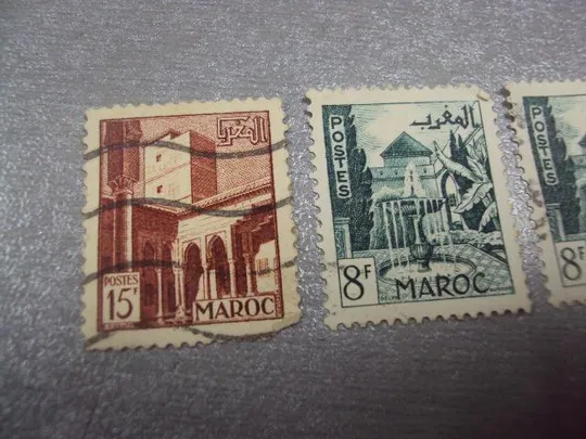 марки Марокко 1951 стандарт архитектура виды города лот 3 шт гаш №1839 Продаж